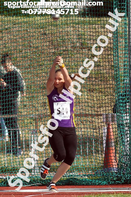 Womens under-17s hammer, 2018 Northern Under-17s/U-15s/U-13s Champs., Wavertree Athletics Centre, Liverpool. Photo: David T. Hewitson/Sports for All Pics